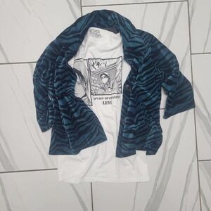 Streetwear  y2k Glam Zebra Print Emerald Green Blazer L